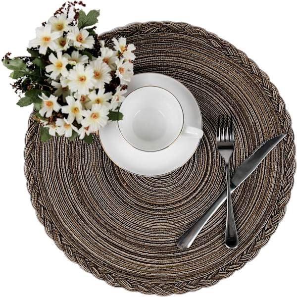 35x35cm Bordstabletter, Set om 6 Tvättbara Flätade PP Bordstabletter Hea,ZQKLA