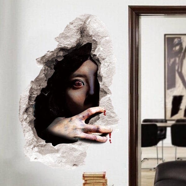 Horror 3D Tredimensionel Vægmærkat Soveværelse Stue Dekoration