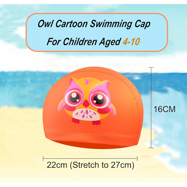 Badmössa för Barn (Orange, Uggla) - Badmössa för Barn Pojkar Flickor, ZQKLA