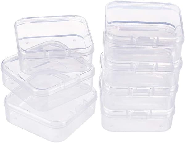 18-pack Kvadratiska Förvaringslådor med Transparent Plastpåse och Vikbart Lock