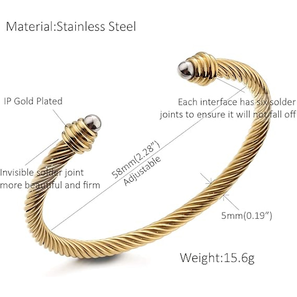 Kabel Armring Armbånd til Kvinder Rustfrit Stål Wire Twist