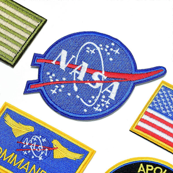 10 st NASA-märken, broderade stryka på/sy på-märken Rymdmärke Applikation för kläder, klänning, hatt, jeans, DIY-tillbehör