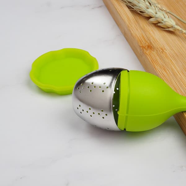 Ball Silikon Teinfuser Sil med Dryppbrett Håndtak Stål Ba