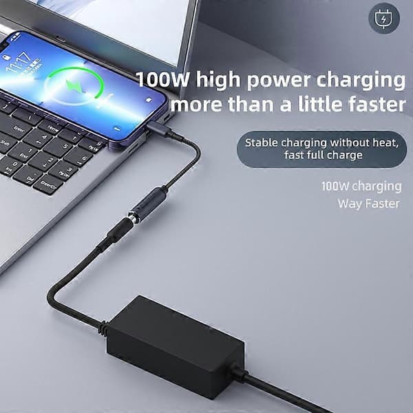 DC 7.4x0.6mm til Type-C Han 100W Opladerkabel Laptop Strømkabel Adapter Udskiftning