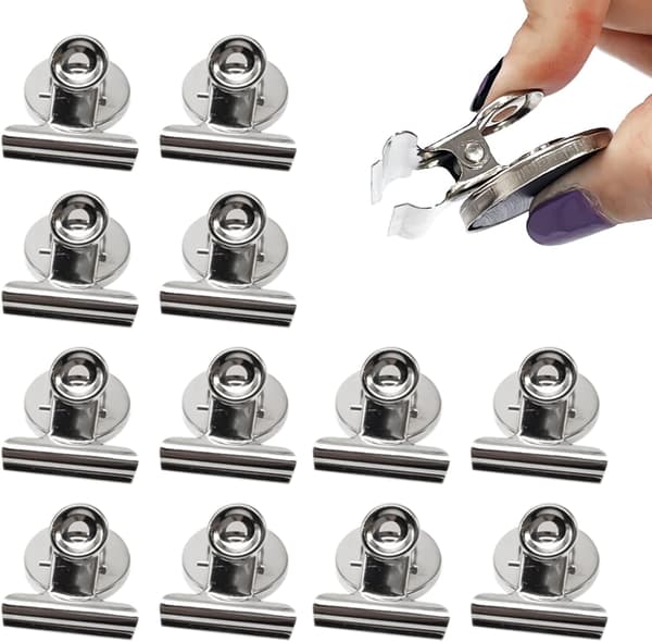 12-pack Silver Magnetiska Klämmor, Runda Magnetiska Vittavleklämmor, O