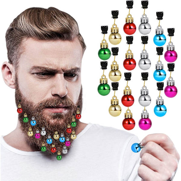 24 Stycken Julskäggsdekorationer Färgglada Julgranskulor, ZQKLA