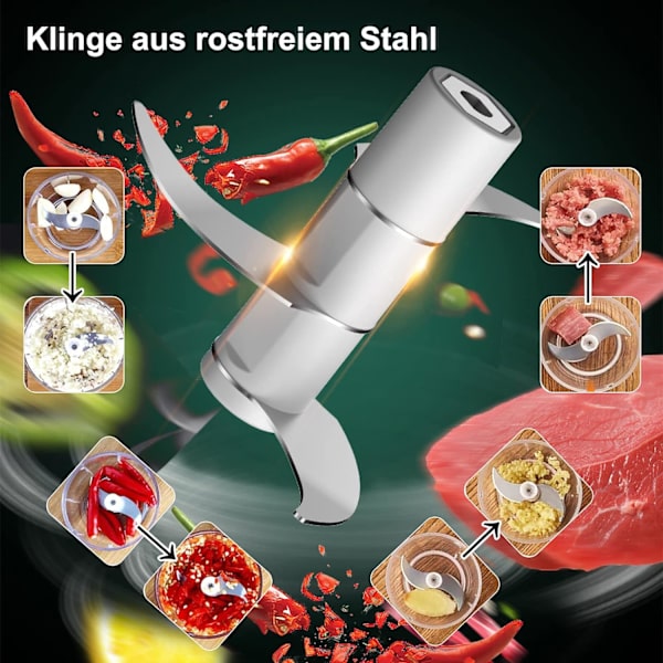 Elektrisk kødhakker, Mini elektrisk hakker, 250 ml, Elektrisk, ZQKLA