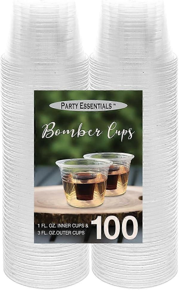 100 stk. Bløde klare plastik bomber-kopper til Jager Blaster Power Bombs 3oz