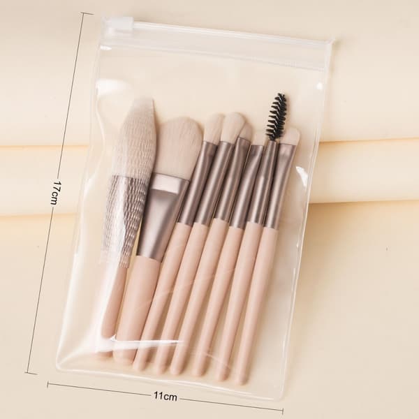 8 Macaron Matte Plastikhåndtag Mini Makeup Brush Set Bærbar blød