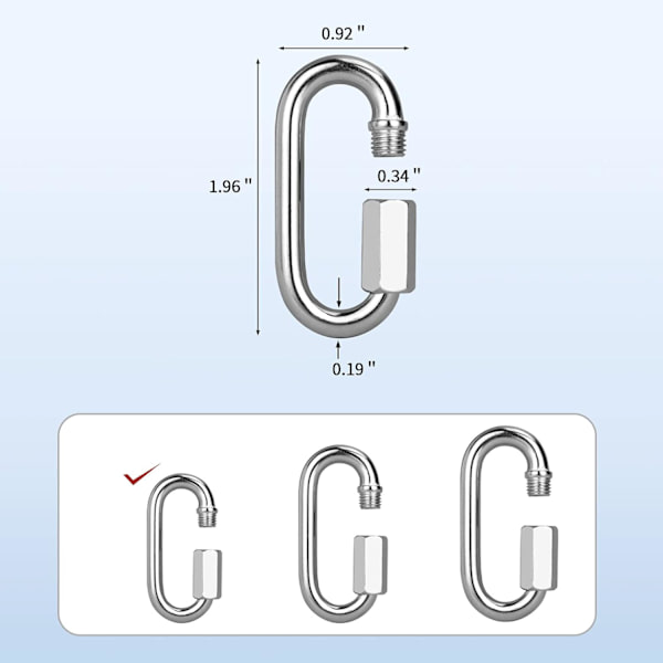 Oval Snabbkoppling Karabiner 3/16 Tum 4st M5 för Utomhus Gym B,ZQKLA