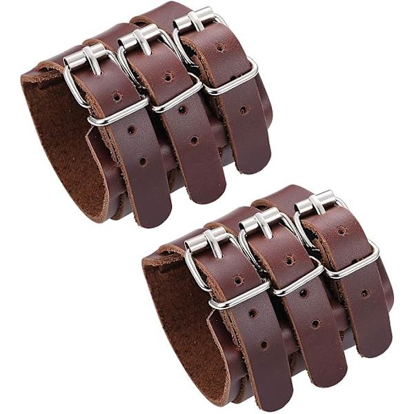 Ægte Læderarmbånd til Mænd Kvinder Triple Bred Rem Håndledsbånd