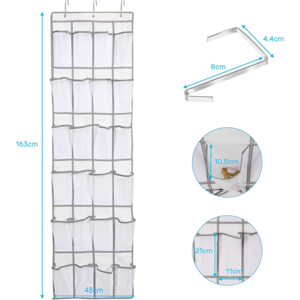 Over-dørs sko-stativ, hengende oppbevaringspose med 24 lommer, ZQKLA