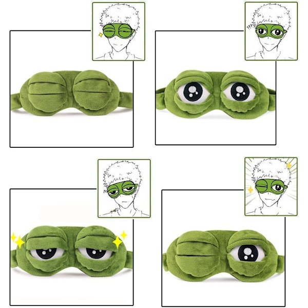 Groda Ögonmask, Rolig Sovande Ansikte Fluff Nyhet Cartoon Groda, ZQKLA