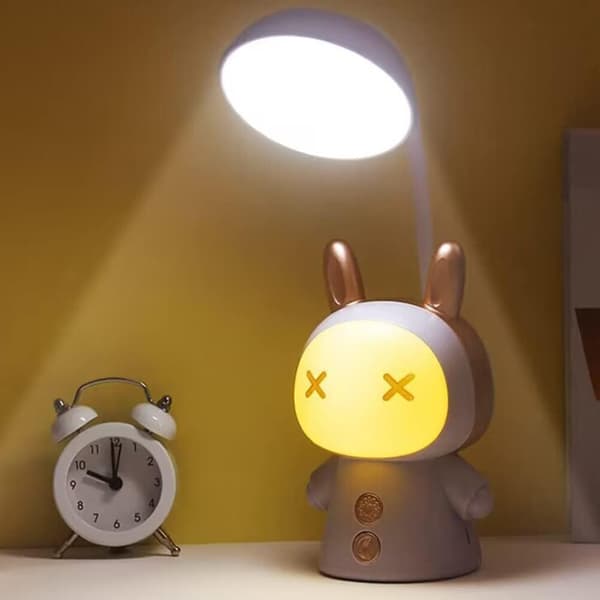 LED Skrivebordslampe Bord Nattlys 3 Lysmoduser Hvit Lampe USB C