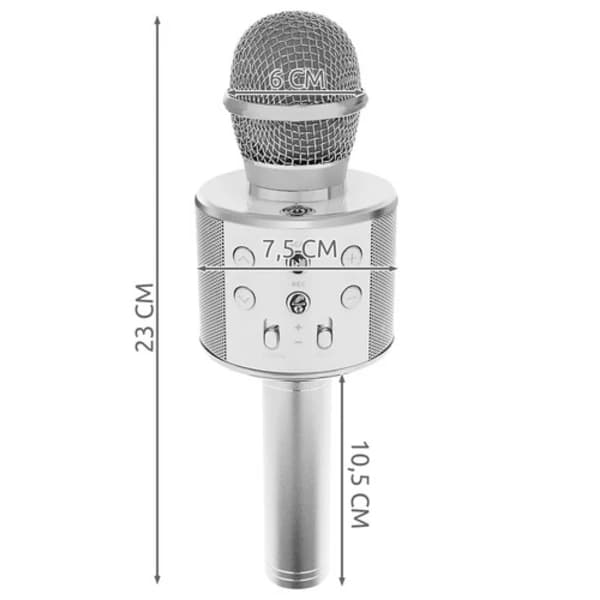 Karaokemikrofon med Högtalare / Karaoke med Mikrofon – Bluetooth Silver, su