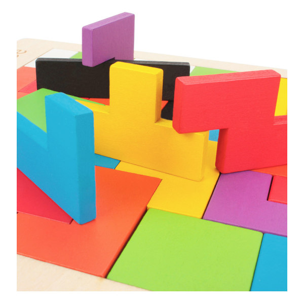 40 st Träblock Pussel Hjärnteasers Leksak Tangram Jigsaw, ZQKLA