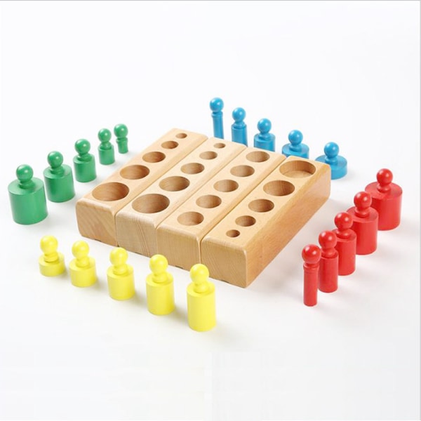 Montessori-knappcylinderblock - 5 pinnar / 14,5 centimeter ,ZQKLA