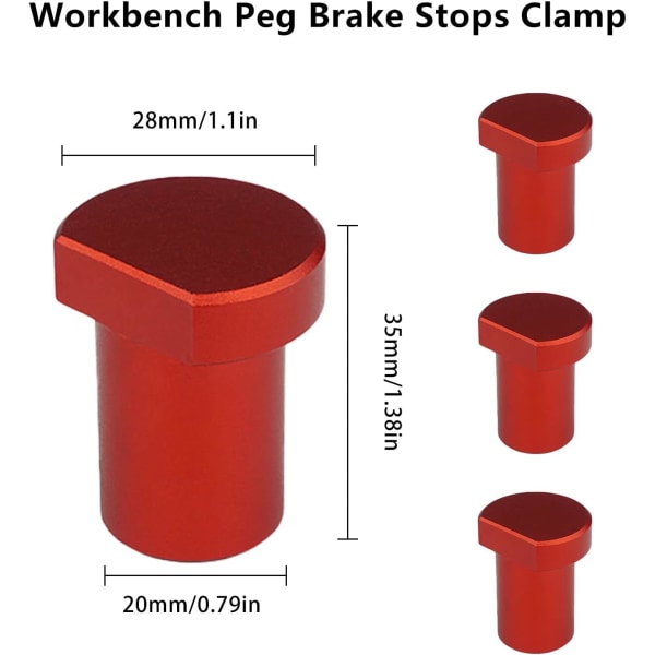 4 kpl Alumiiniseos-puristimia (20 mm, punainen) Puusepän Työpöydälle, ZQKLA