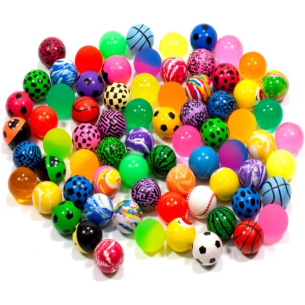 Hoppbollar, 50 delar gummihoppboll i olika färger, ZQKLA