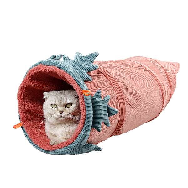 (Röd) 25*56cm Stor Lång Kattunnel Leksaker Ren Färg Mocka Material, ZQKLA