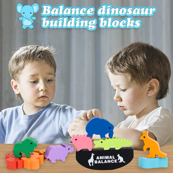 Træ Dinosaur Dyr Stable Blokke Montessori Balancing ,ZQKLA