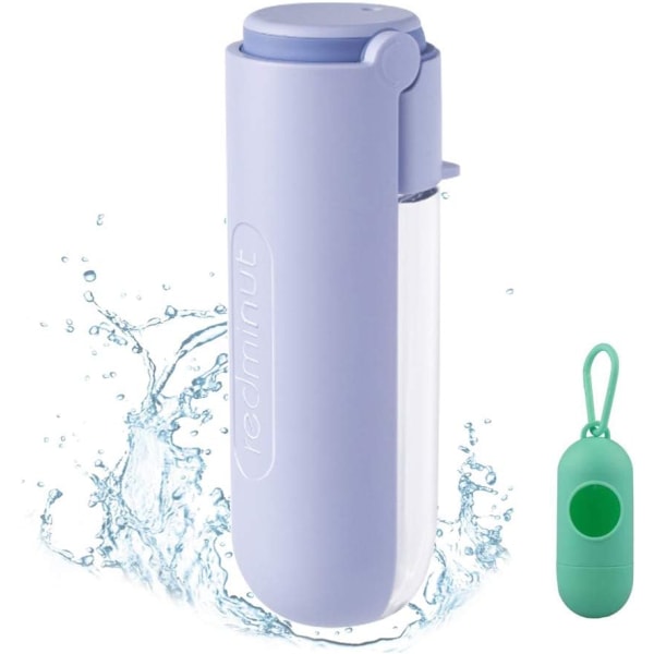 Bärbar hundvattenflaska (lila), 420 ml hundvattenflaska Pe, ZQKLA
