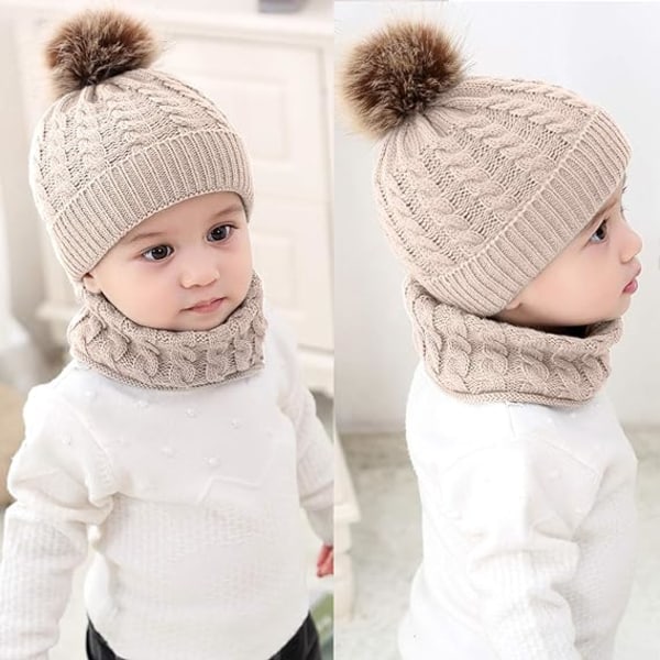 2 STK Toddler Baby Strik Hue Tørklæde Vinter Varm Beanie Cap med, ZQKLA