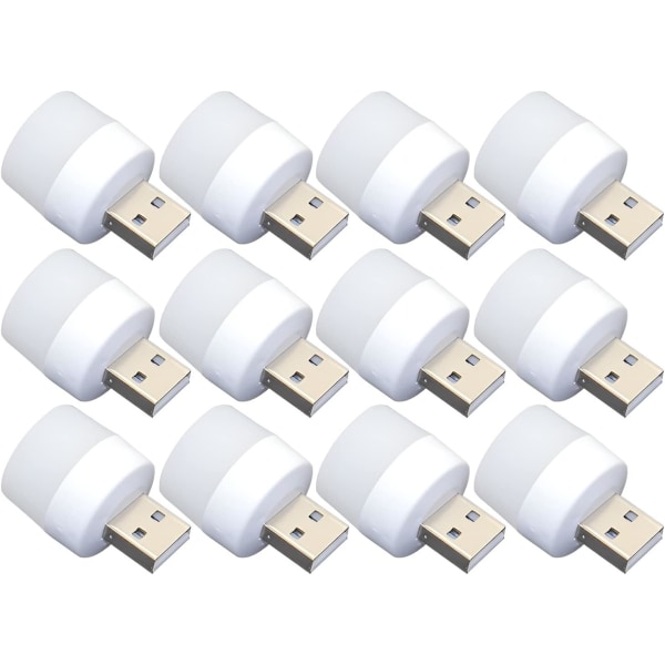 12-pack Mini USB LED-nattlampor, sensorlösa, plug-in, varm, ZQKLA