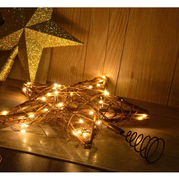 Christmas Star Tree Topper med 30 LED Warm White Copper Lig,ZQKLA