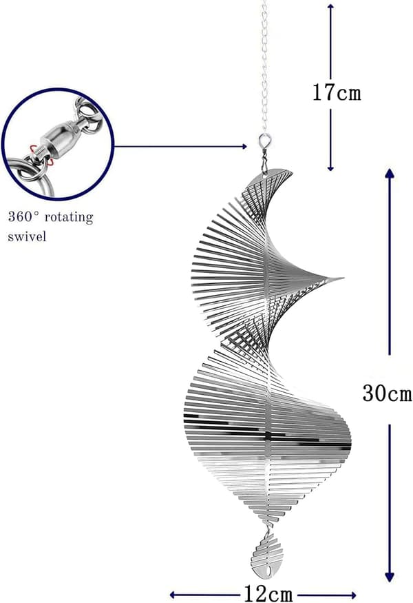 Spiral Oval Vindspel Metallisk Trädgårdsdekoration 360 Grader Sp