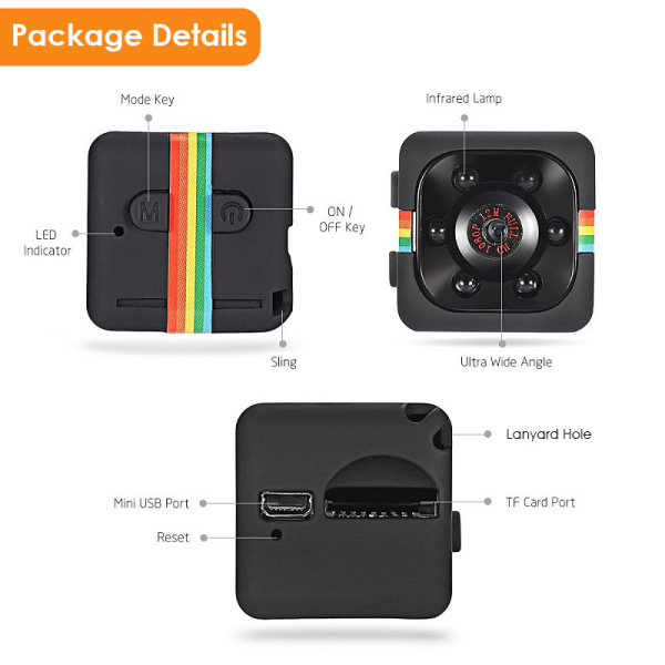 （Svart）Mini HD kamera DVR 1080P infrarød nattvisjon skjult, ZQKLA