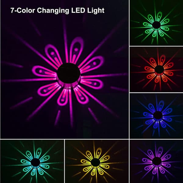 Sæt med 2 vandtætte dekorative RGB solcellelamper til haven, ZQKLA