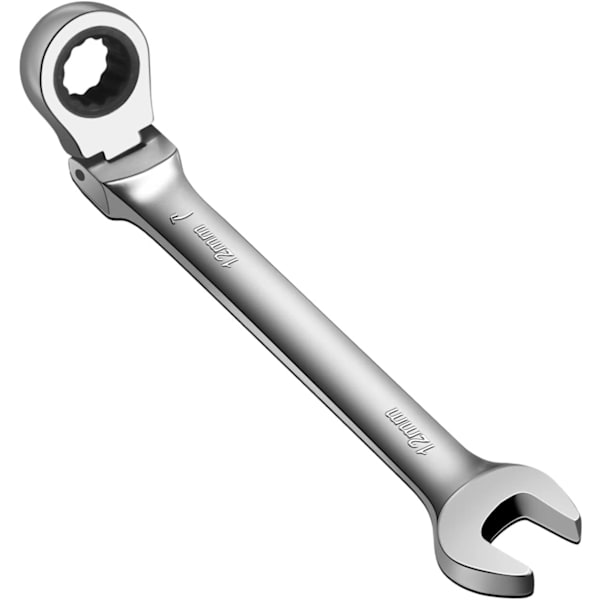 Cr-V Flat Skrallefastnøkkel, 12mm Flat Fastnøkkel, Sklisikker og Eff,ZQKLA