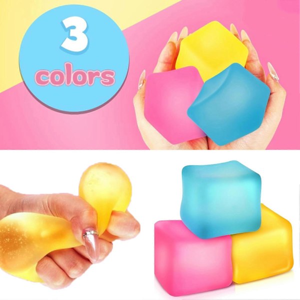 Stress Relief Cube Squishes Legetøj Langsom Rebound Selvlysende Gel Fyldt Sensorisk Cube Beroligende Klemme Fidget Legetøj Børn T