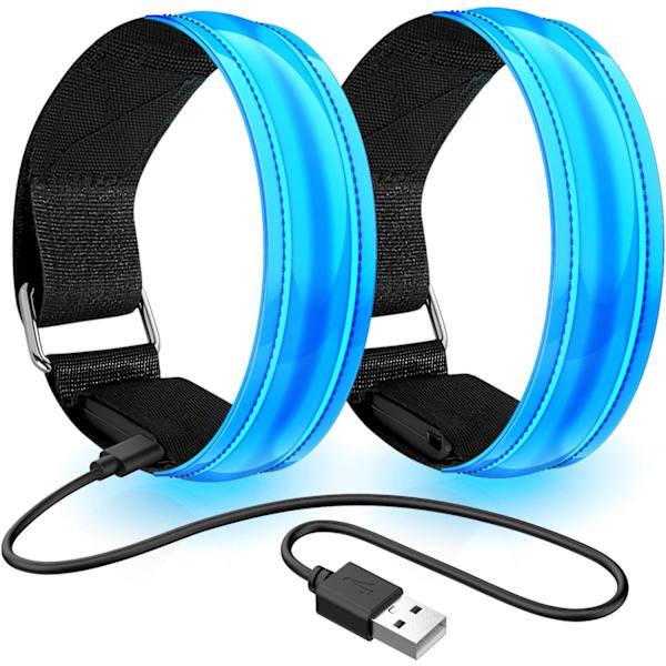 2 stk. Ladbare LED Lysende Armbånd, LED Refleks Løping, ZQKLA