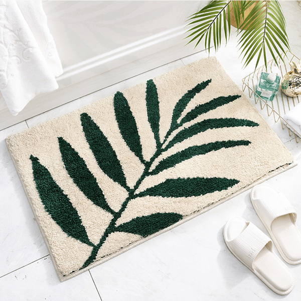 Mikrofiber Badeværelsesmåtter (20x32 Tommer, bambusblad) Shaggy Sof, ZQKLA