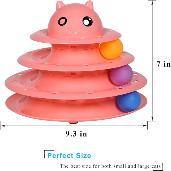 Kattelegetøjsrulle 3-niveau pladespiller Kattelegetøjsbolde med 3 farver, ZQKLA