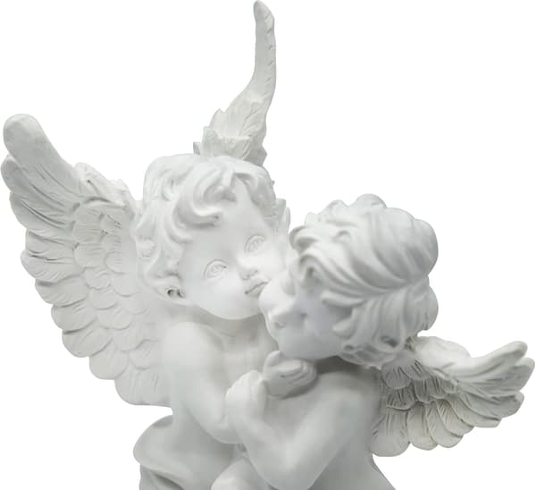 Engelskulptur som dekorasjon - Engelpar med et hjerte som, ZQKLA