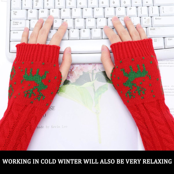 Winter Fingerless Gloves - Naisten käsivarsien lämmitinkäsineet Neulo Virkattu W