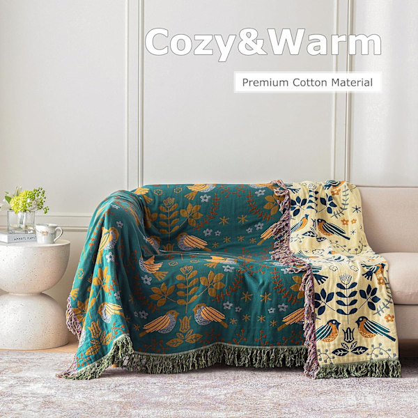 Boho Pläd för Säng - 100% Bomull Ultra Mjuk Rustik Quilt