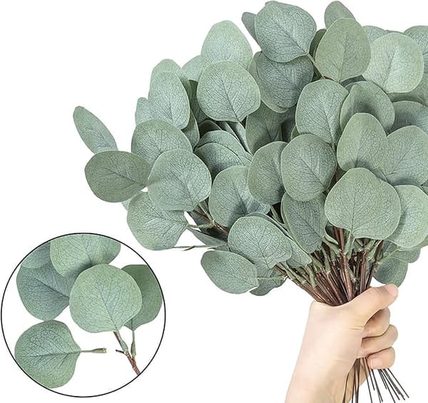 16 st Konstgjorda Eukalyptusblad, Konstgjord Falsk Eukalyptus