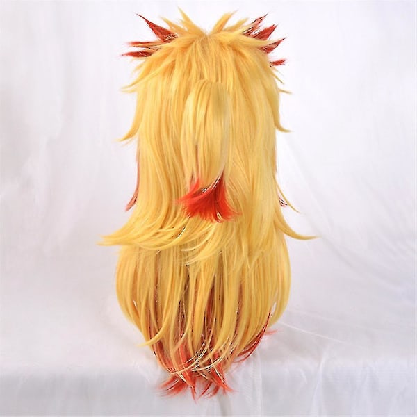 Højtemperatur Fiber Mænd og kvinder Til mandlig Fest Halloween Kimetsu no Yaiba kort cosplay parykker syntetisk (Rengoku Kyo