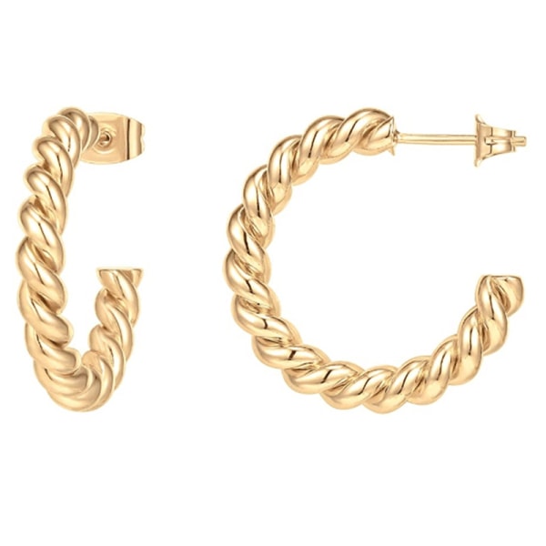 14K Gold Plated 925 Sterling Silver Twisted Rope Round Hoop ,ZQKLA