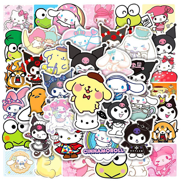 50 stk Søde Tegneserie Cinnamoroll Sanrio Klistermærker Vandfaste Kawaii Klistermærker Dekaler Til Laptop Vandflaske Rejsetaske Telefon Skateboard, B