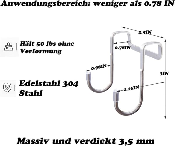 Skabslågekrog i rustfrit stål - Uboret dobbeltkrog, A,ZQKLA
