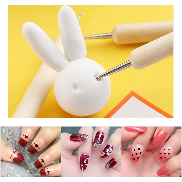 5 delar Nail Art Dotting Pen Rhinestone Nail Art Dotting Tools D