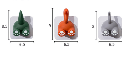 Grön 3-pack Multifunktionella Djursvanskrokar, Självhäftande Väggkrokar