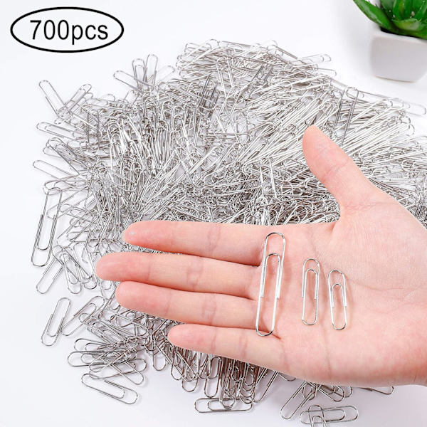 Metal Papirclips i Sølv Papirclips med Assorterede Størrelser 28m, ZQKLA