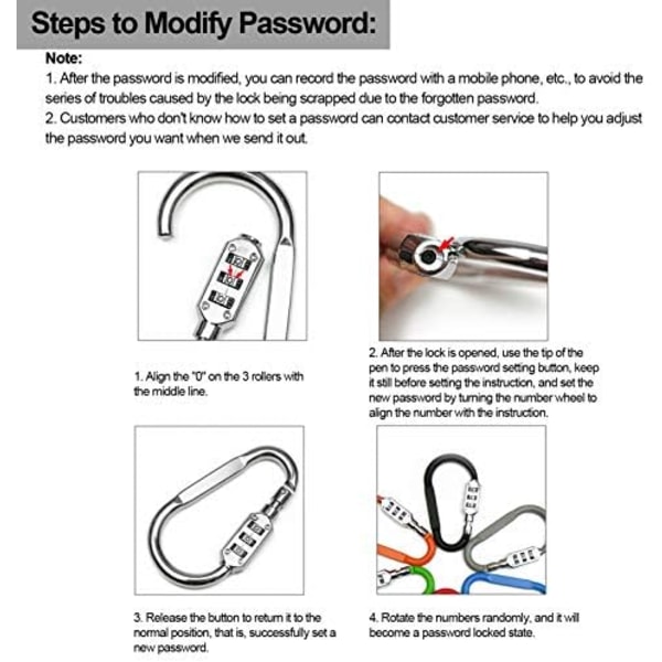 3-Siffrig Kombinationslås Karabinkrok, Stark Återställbar Climbi,ZQKLA