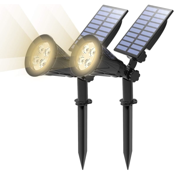 [2-pakning] Solar LED flomlys, 4 LED solcellelampe, vanntett, ZQKLA